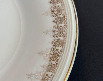 1937 Edwin M Knowles Union Gold Filigree 10" Dinner Plate Art Deco No Crazing