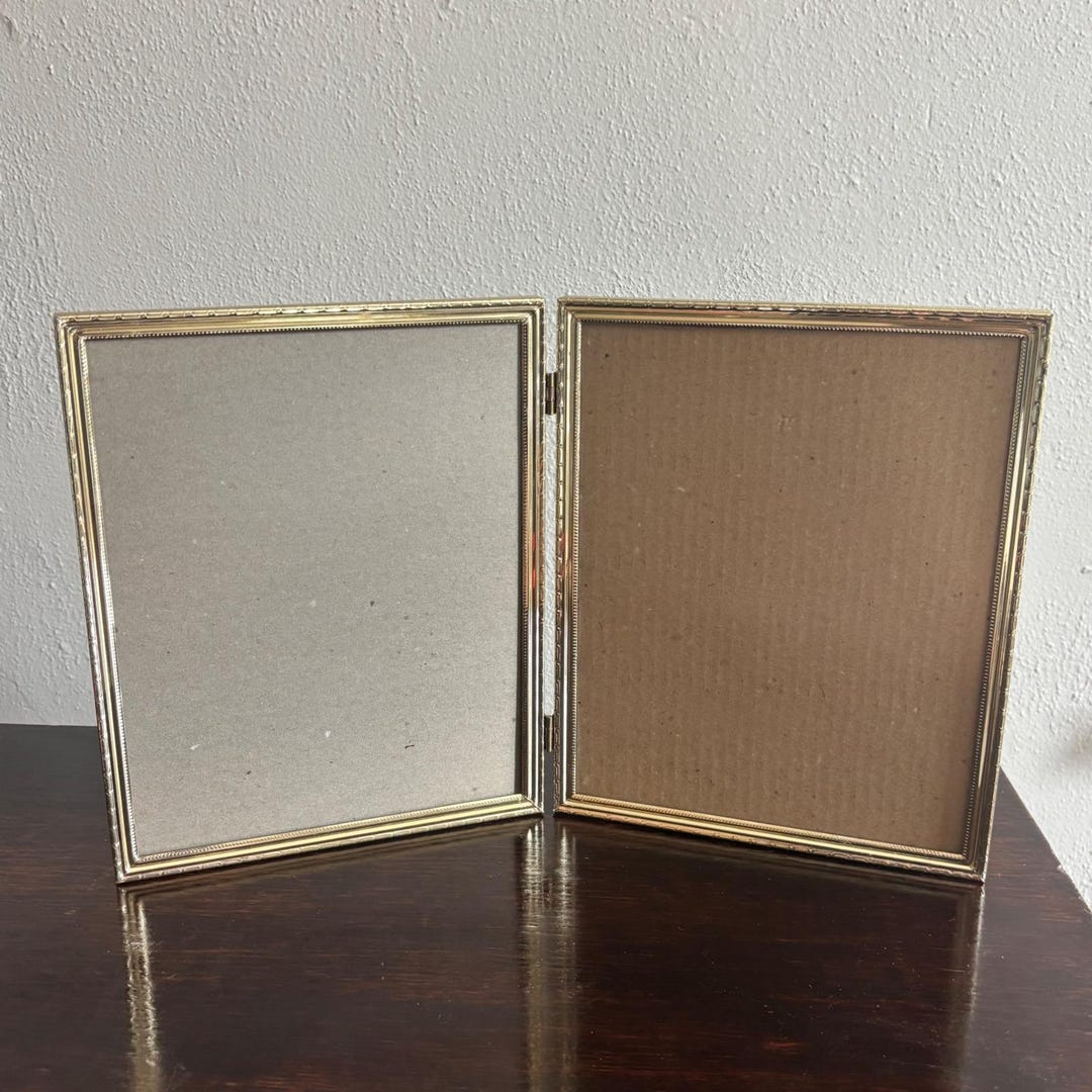 Vintage Gold Tone Metal 8x10 Double Hinged Picture Frame Embossed ...