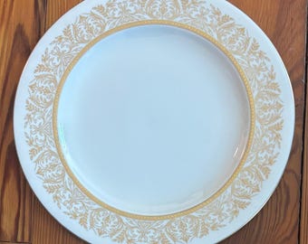 2 Syracuse Gold Riviera 11" Plates - Gold Botanical & Geometric Art Deco Filigree