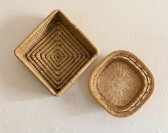 Set of Baskets for Gallary Wall Display, Geometric Weave, Diamond Shape
