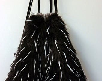 Black and white faux fur backpack (order # BWL