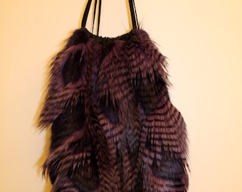 Feathered Faux Fur Backpack