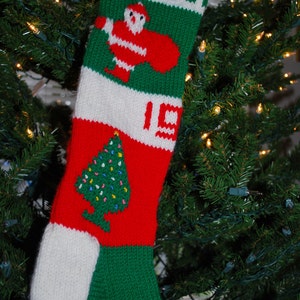 Personalized Vintage Classic Pattern Santa Claus Christmas Stocking Custom Knit With Your Info image 4