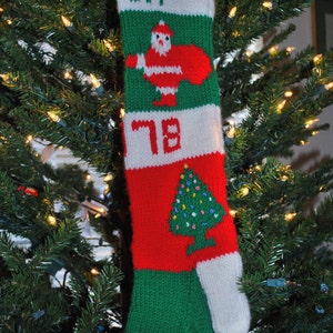 Personalized Vintage Classic Pattern Santa Claus Christmas Stocking Custom Knit With Your Info image 1