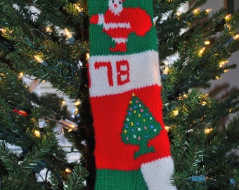 Personalized Vintage Classic Pattern Santa Claus Christmas Stocking - Custom Knit With Your Info