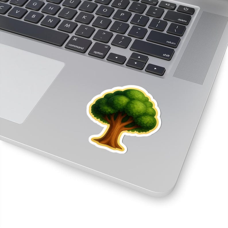 Green Tree Illustration Sticker | Kiss-cut Vinyl Sticker, Nature Decal ...