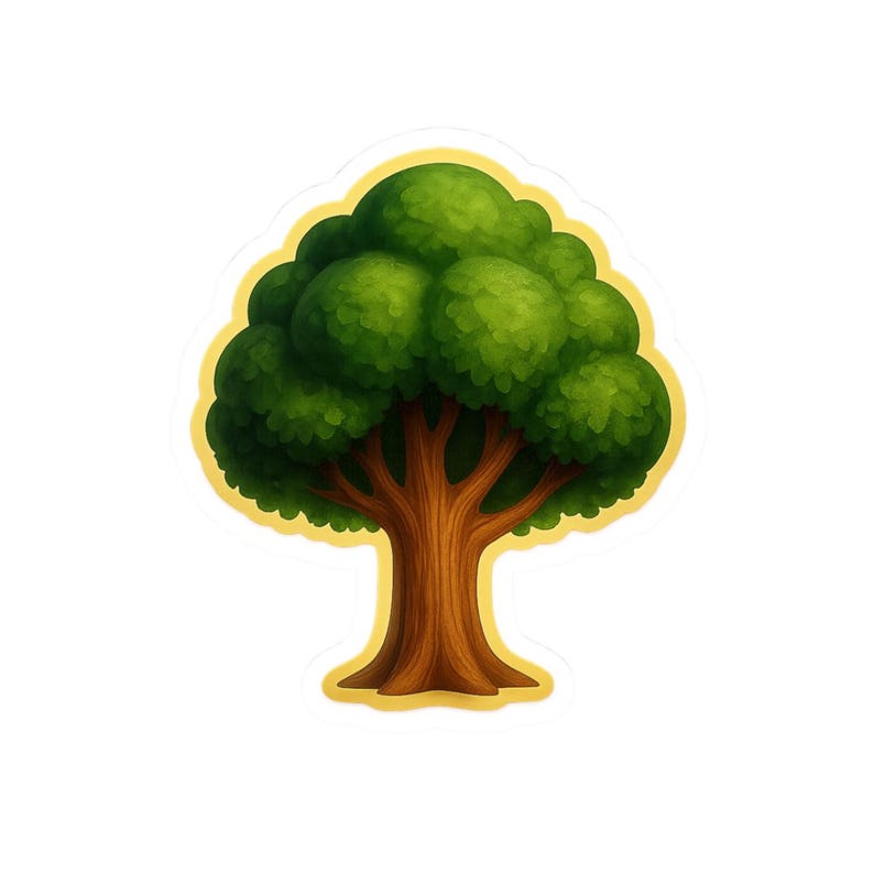 Green Tree Illustration Sticker | Kiss-cut Vinyl Sticker, Nature Decal ...