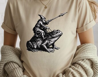 Retro Frog Rider T-Shirt, Funny Medieval Art, Renaissance Graphic