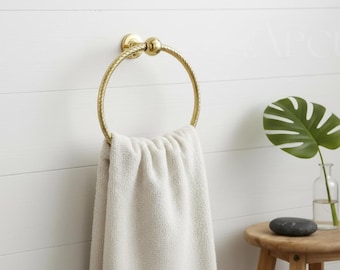 Handcrafted Unlacquered Brass Towel Ring – Moroccan Bathroom Decor
