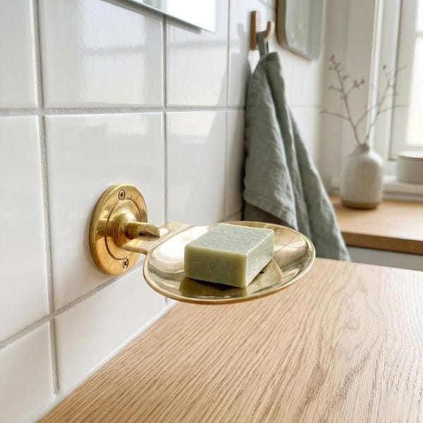 Handcrafted Unlacquered Brass Soap Dish: Moroccan Bathroom Decor