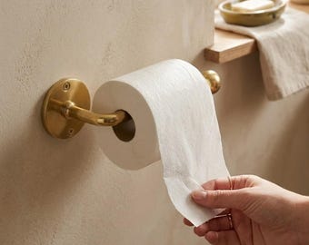 Unlacquered Solid Brass Toilet Roll Holder, Wall Mount Bathroom Fixture