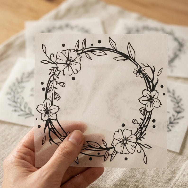 Floral Wreath Embroidery Pattern Printable Stick & Stitch Floral ...