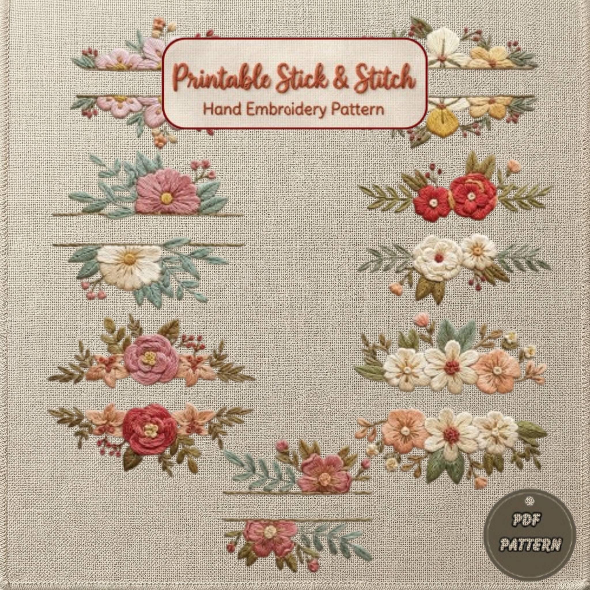 Floral Stick and Stitch Embroidery Pattern | Wildflower Peel and Stitch ...