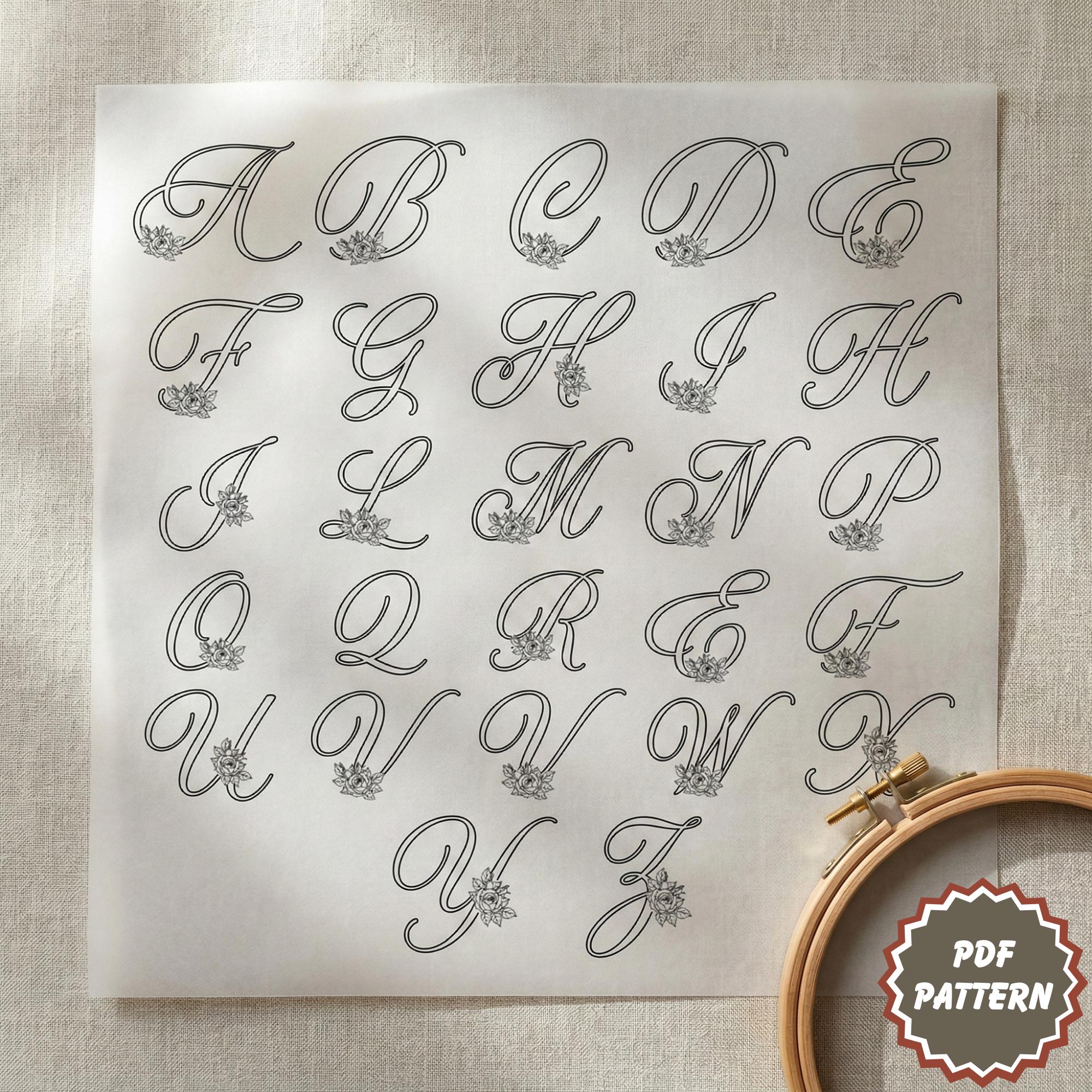 Stick and Stitch Floral Alphabet Letter Embroidery Pattern, PDF Floral ...