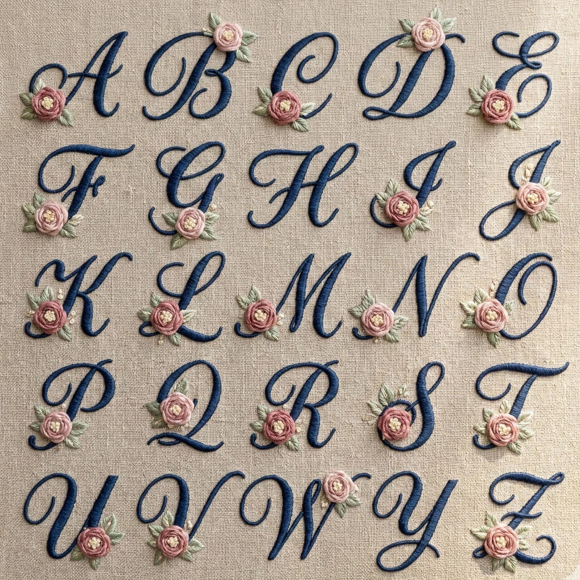 Stick and Stitch Floral Alphabet Letter Embroidery Pattern, PDF Floral ...