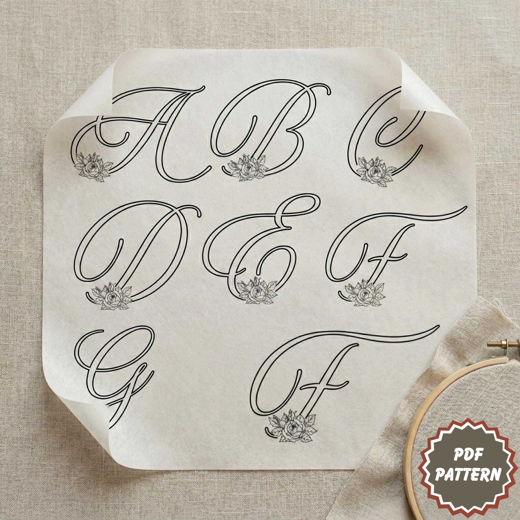 Stick and Stitch Floral Alphabet Letter Embroidery Pattern, PDF Floral ...