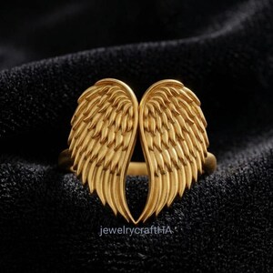 Angel Wings Ring, Angel Ring, Adjustable Ring, Angel Wing Ring, Silver Angel Rings, Religious Ring, Sterling Silver Ring, Angel Jewelry image 6