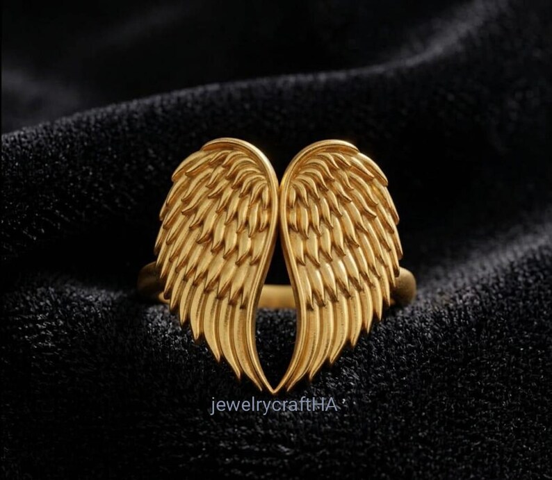 Angel Wings Ring, Angel Ring, Adjustable Ring, Angel Wing Ring, Silver Angel Rings, Religious Ring, Sterling Silver Ring, Angel Jewelry image 6