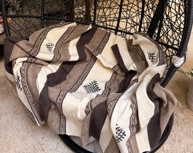 Featured listing image: Handwoven Wool Blanket – Berber Desert Throw – Baby Blanket • Housewarming Gift