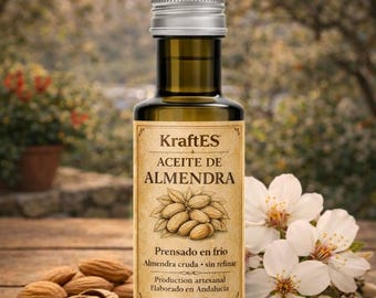 Cold Pressed Almond Oil 100ml Food Grade Unrefined Natural First Press for Cooking Dressings and Skin Use Aceite de Almendras Puro artesanal
