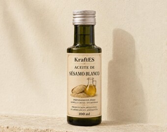 Artisan White Sesame Oil, Cold Pressed Raw Seed Oil, Unrefined Vegan Culinary Oil, KraftES Spain, 100 ml Unrefined VeganvCulinary Oil