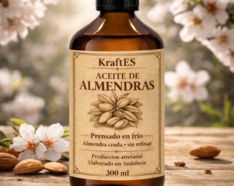 Aceite de Almendra Prensado en Frío  300 ml Uso Culinario. Cada botella se Prensa tras tu compra!Vegano Keto Botella individual