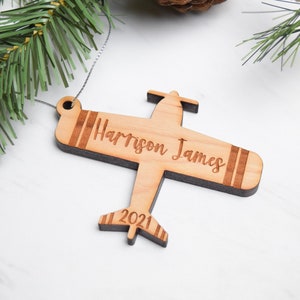 Airplane Ornament | Personalized children's ornament | Kids airplane ornament | plane ornament for kids | Engraved airplane ornament