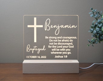 Baptism gift | Joshua 1:9 Night light | Baptism gift from Godparents | Baptism gift for boys | Baptism gift for girls | Dedication gift |