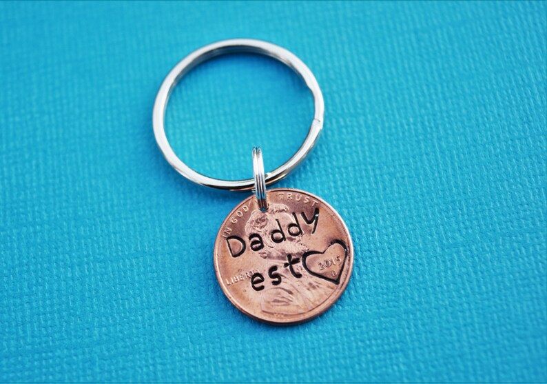 Daddy Keychain Daddy Established Keychain Dad Penny Etsy
