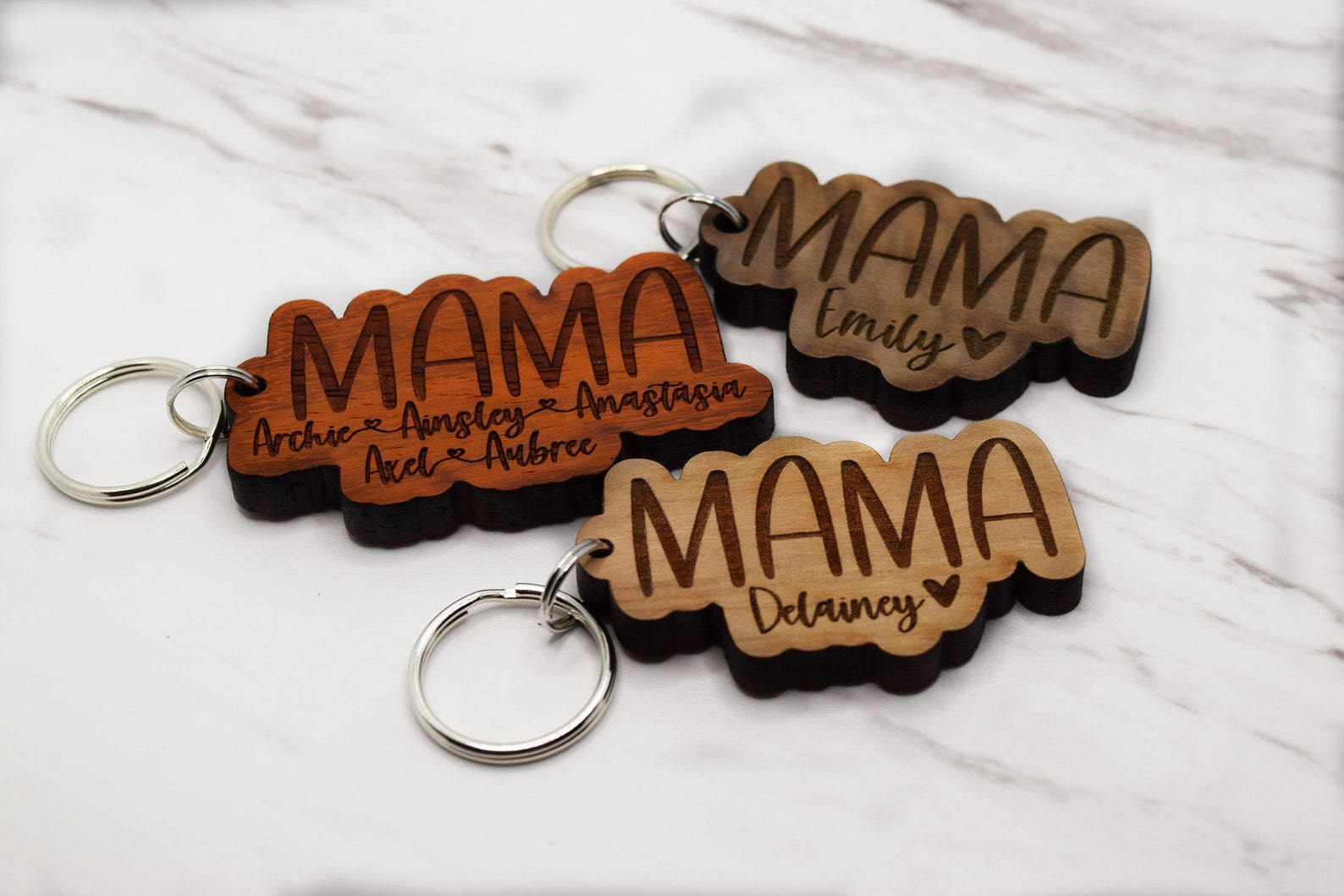 Mama Keychain Laser Engraved Mother's Day Gifts Wood Etsy