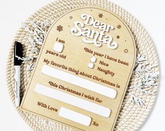 Reusable Dear Santa Letter Board, Kids Christmas Wish List