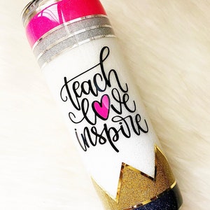 Personalized Teacher Tumbler Gift for Teacher Appreciation, Custom Name Teacher Tumbler Cup Teacher Gift, Pencil Skinny Tumbler With Straw