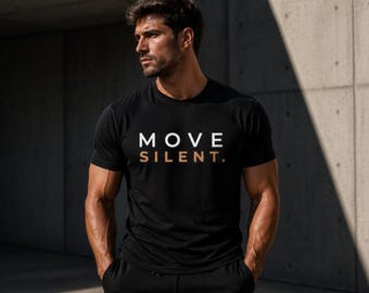 Move Silent Cotton Tee, Minimalist Streetwear, Gym Training Shirt