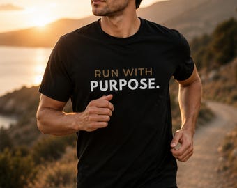 RUN WITH PURPOSE Shirt, Premium Oversized Running Tee, Minimalist Streetwear T-Shirt, Luxury Athletic Graphic Tee, Motivational Gym Shirt