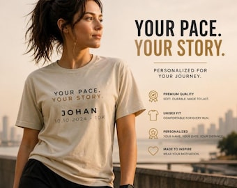 Personalized Running Shirt, Your Pace Your Story T-Shirt, Custom Name Marathon Tee, Minimalist Gym Shirt, Runner Gift, Unisex Fitness Tee