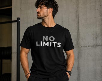 No Limits T-Shirt, Motivational Gym Shirt, Minimalist Streetwear Tee, Workout Shirt Men Women, Fitness Tee, Oversized Shirt, Gift for Him He