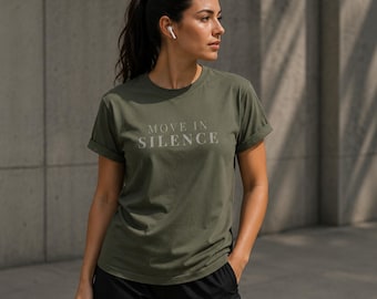 Move In Silence T-Shirt, Minimalist Motivational Shirt, Quiet Hustle Tee, Aesthetic Streetwear Shirt, Gym Workout Tee, Unisex Premium