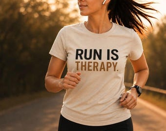Run Is Therapy T-Shirt, Minimalist Running Tee, Gym Motivation, Streetwear Workout Shirt