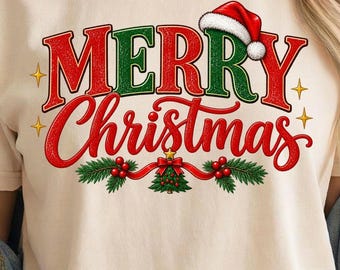 Comfort Colors Christmas Shirt, Merry Christmas Tee, Christmas Sweatshirt, Vintage Santa Shirt, Retro Santa Shirt, Holiday Pullover