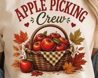 Apple Picking Crew Fall Graphic Tee, Cozy Autumn Sweatshirt, Comfort Colors