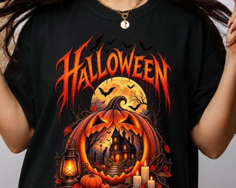 Haunted Pumpkin House Halloween Shirt, Spooky Season Comfort Colors Pullover