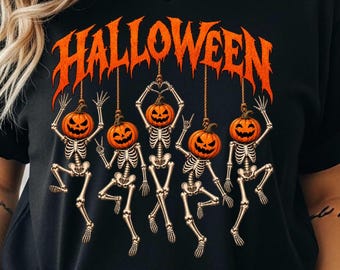 Halloween Shirt, Haunted Pumpkin Skeleton Tee & Sweatshirt, Spooky Season Shirt, Comfort Colors