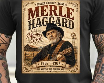 Merle Haggard Country Music Tribute Tee, Comfort Colors Vintage Style Shirt
