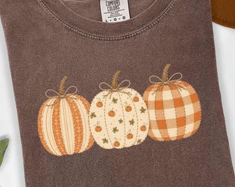 Patchwork Pumpkins Comfort Colors Tee, Farmhouse Fall Harvest Shirt