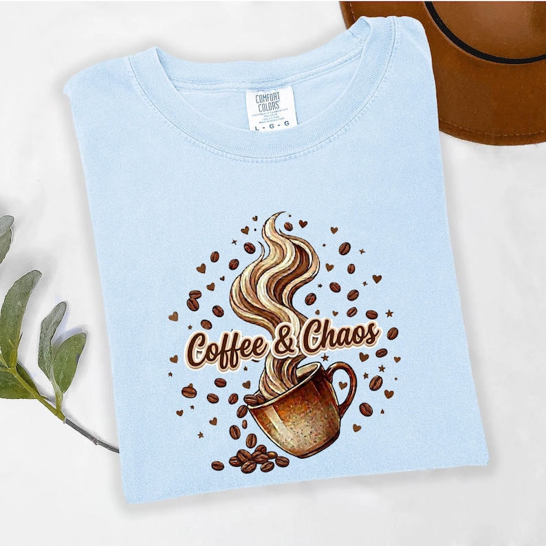 Coffee & Chaos Shirt, Mom of Chaos Shirt, Coffee Mom Shirt, Funny Mom Sweatshirt, Coffee Lover Tee, Graphic Coffee Shirt, Gift for Moms image 2