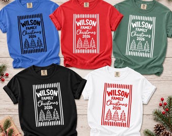 Personalized Family Christmas Shirts 2026, Custom Last Name Matching Family Tees, Comfort Colors Christmas Shirt, Family Holiday Gift