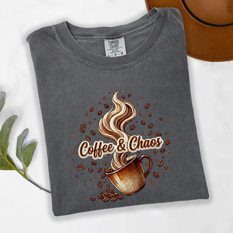 Coffee & Chaos Shirt, Mom of Chaos Shirt, Coffee Mom Shirt, Funny Mom Sweatshirt, Coffee Lover Tee, Graphic Coffee Shirt, Gift for Moms image 4