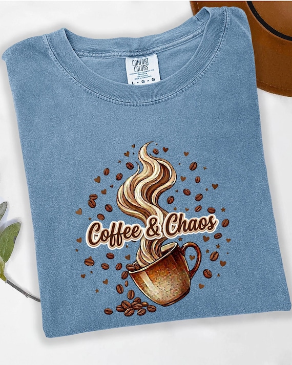 Coffee & Chaos Shirt, Mom of Chaos Shirt, Coffee Mom Shirt, Funny Mom Sweatshirt, Coffee Lover Tee, Graphic Coffee Shirt, Gift for Moms