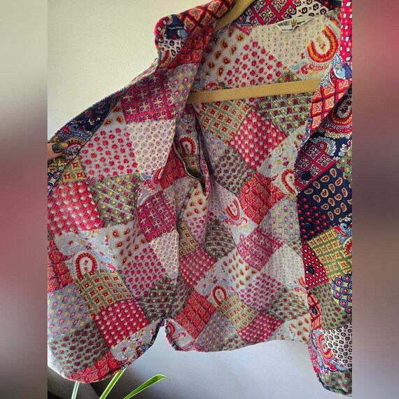 VTG 1970s Multi-Pattern Patchwork Button Down Shi… - image 8