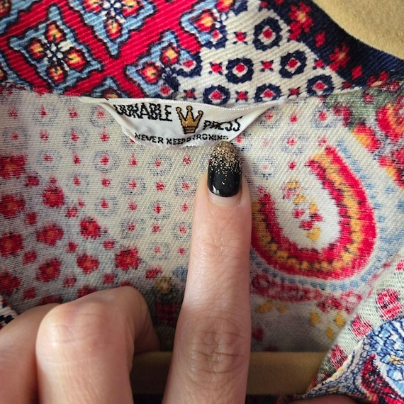 VTG 1970s Multi-Pattern Patchwork Button Down Shi… - image 7